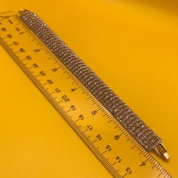 Gold-Tone 7 Row Rhinestone Bracelet - Picture 2 of 6